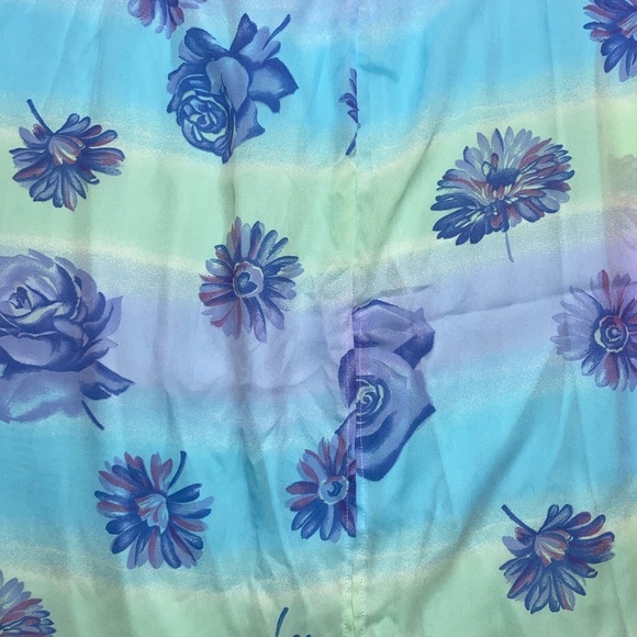 Vintage Floral Blue and Green Maxi Skirt Large Size 14 - Picture 2 of 3